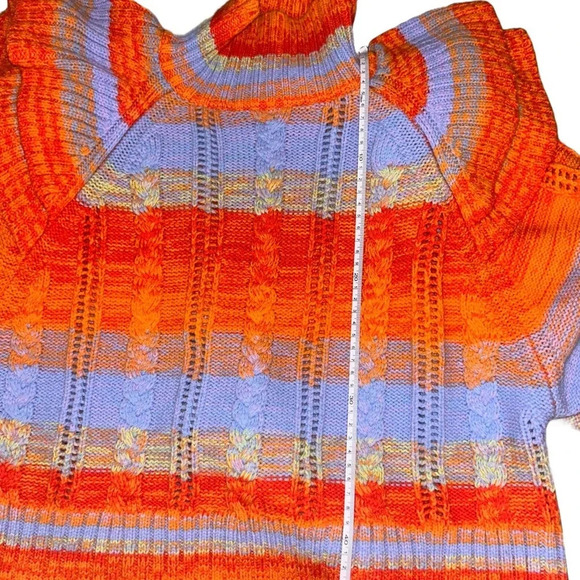 SOMETHING NAVY MULTI COLOR RUFFLE MOCK NECK SWEATER SIZE XS - Picture 6 of 9